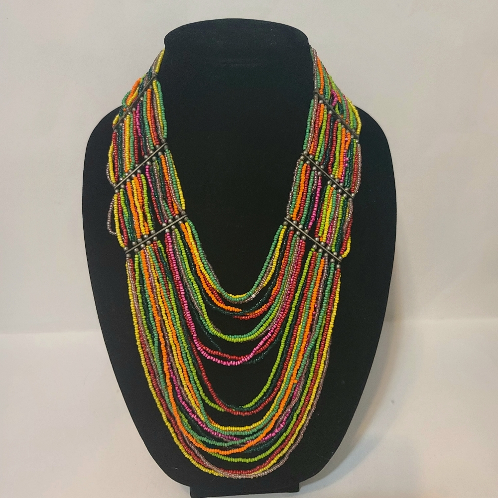 Rainbow Sead Bead multi strand necklace
